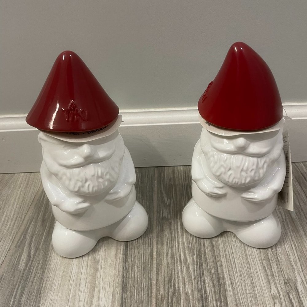 TIKI 2-Pack 7-in White and Red Glass Tabletop Torch, NWT